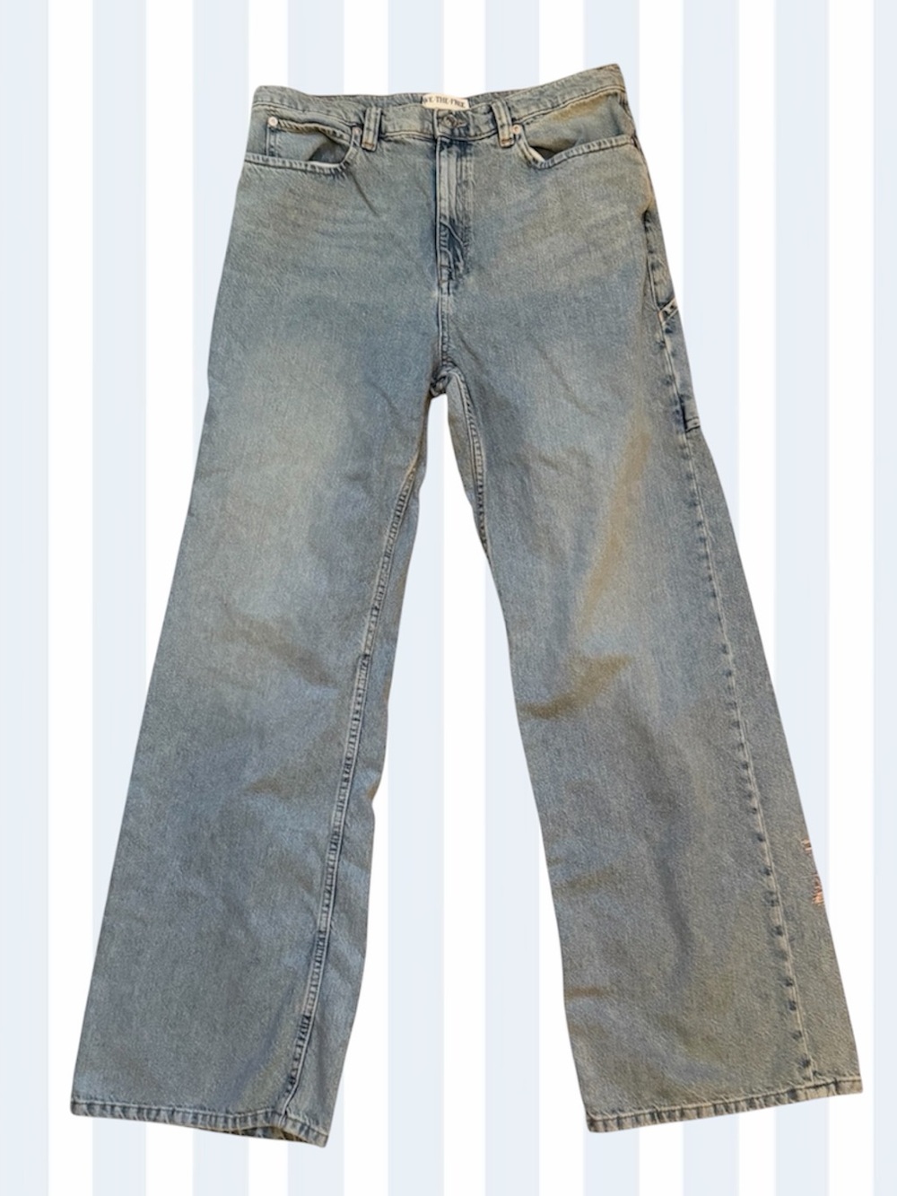 We The Free Tinsley Baggy High Rise Straight Leg Jeans Light Wash Size 30